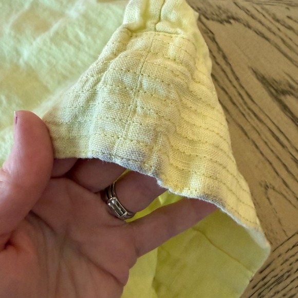 Pure Jill J. Jill Garment Dyed Linen Cropped Pants Yellow Small Elastic Waist - Picture 9 of 10